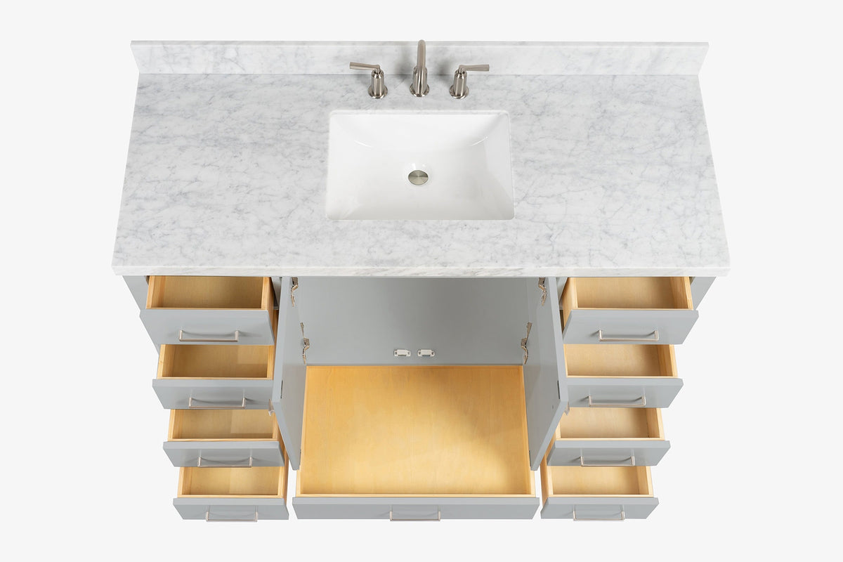 Ariel Cambridge 54-55 in. single rectangle sink vanity with (0.75, 1.5, 2)in countertops