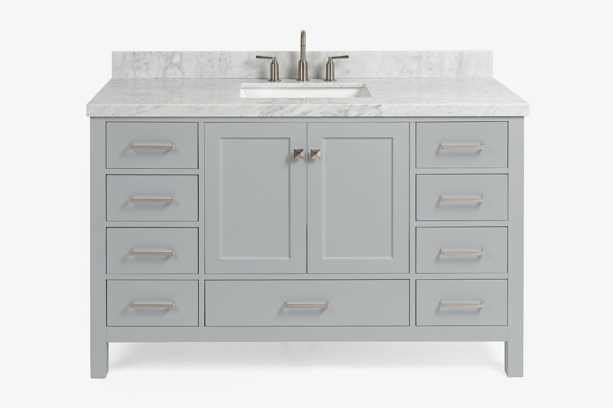 Ariel Cambridge 54-55 in. single rectangle sink vanity with (0.75, 1.5, 2)in countertops