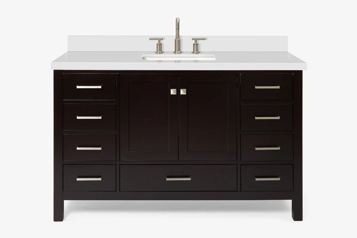 Ariel Cambridge 54-55 in. single rectangle sink vanity with (0.75, 1.5, 2)in countertops