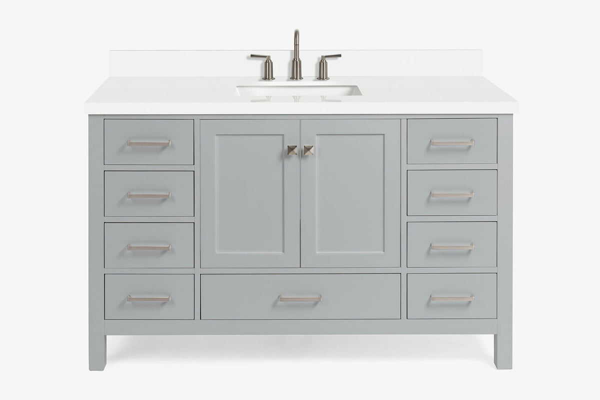Ariel Cambridge 54-55 in. single rectangle sink vanity with (0.75, 1.5, 2)in countertops