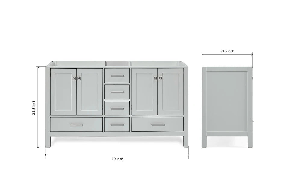 Ariel cambridge (60"& 66") double sink base cabinet.