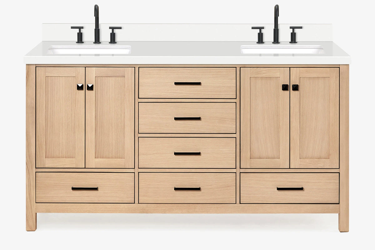 Ariel cambridge 66-67 inch double rectangle sink vanity with marble countertop with (0.75,1.5)in edge