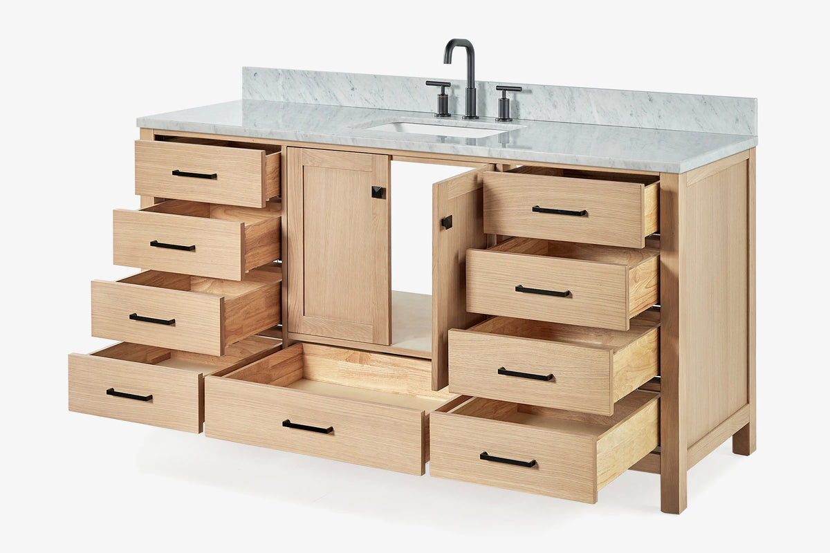 Ariel cambridge 66-67 inch single rectangle sink vanity with countertop with (0.75,1.5)in edge