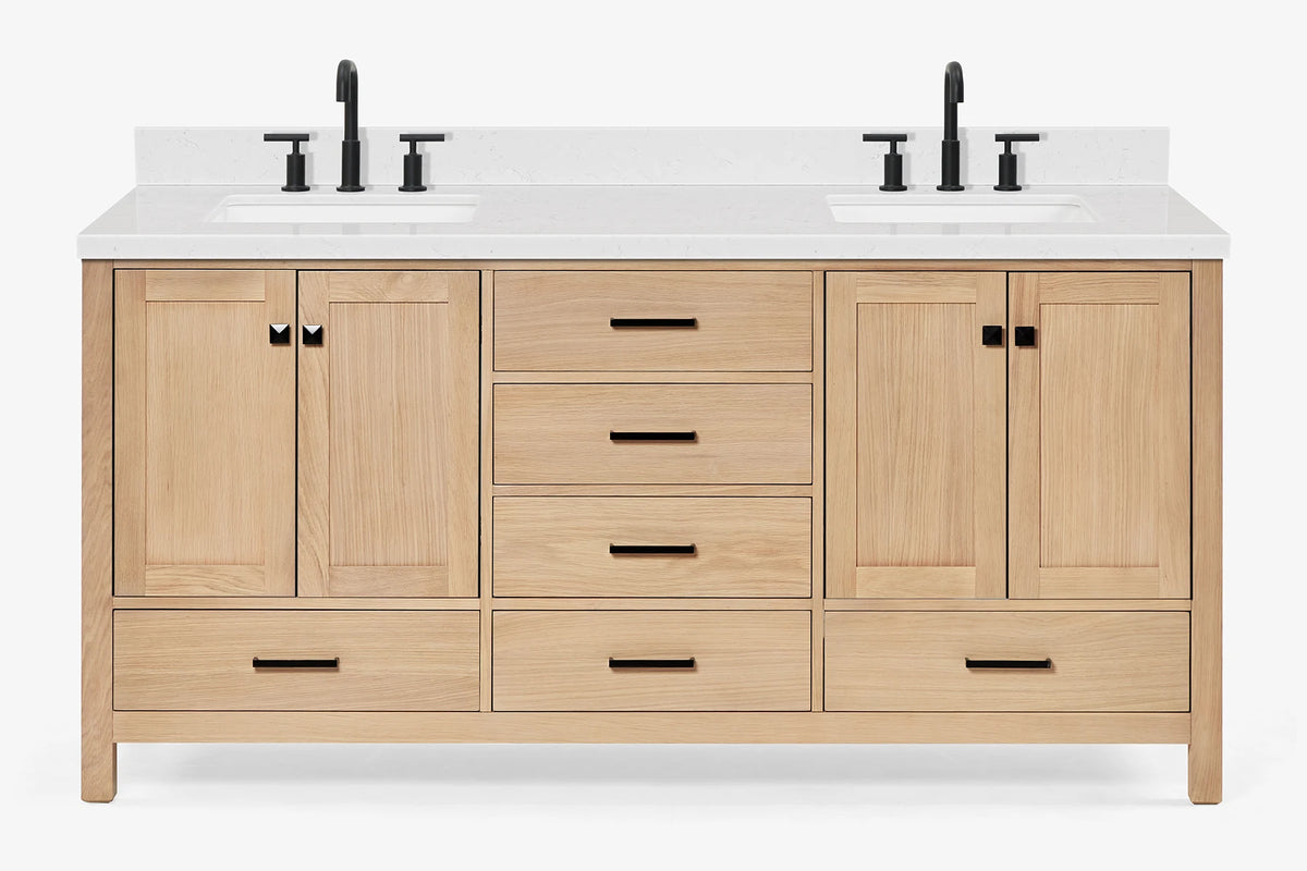 Ariel cambridge 72-73in. bathroom vanity double rectangle sink vanity with (0.75, 1.5, 2)in countertop