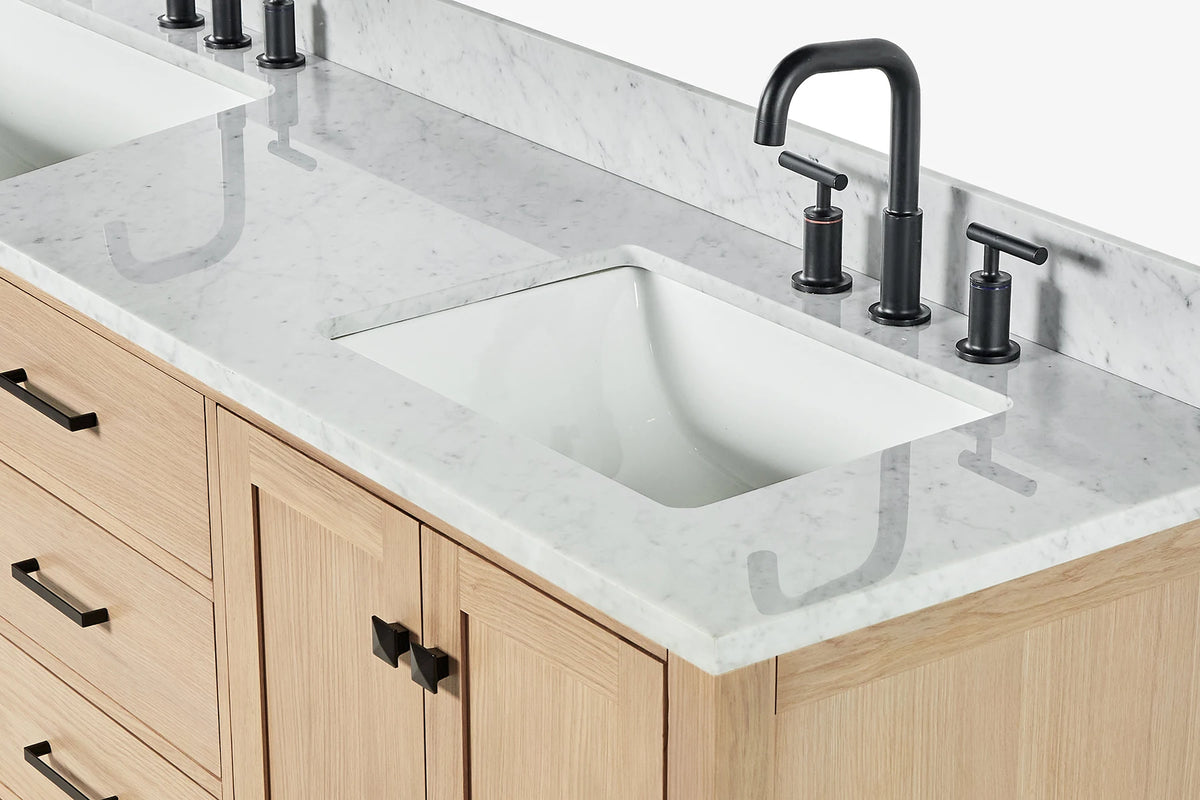 Ariel cambridge 72-73in. bathroom vanity double rectangle sink vanity with (0.75, 1.5, 2)in countertop