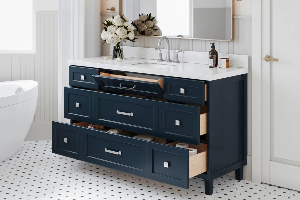 Ariel monroe 61 inch single rectangle sink bathroom vanity with countertop 1.5 inch edge