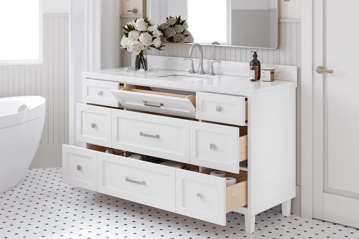Ariel monroe 61 inch single rectangle sink bathroom vanity with countertop 1.5 inch edge