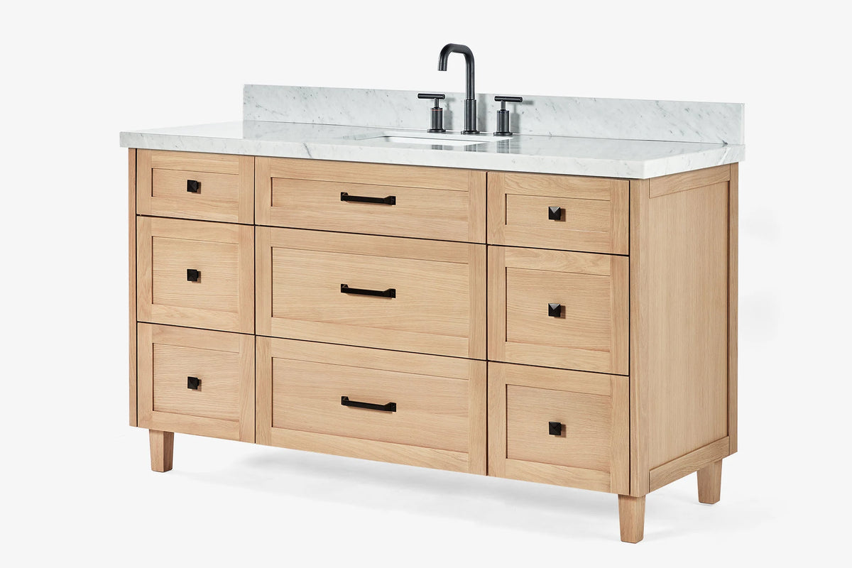 Ariel monroe 61 inch single rectangle sink bathroom vanity with countertop 1.5 inch edge