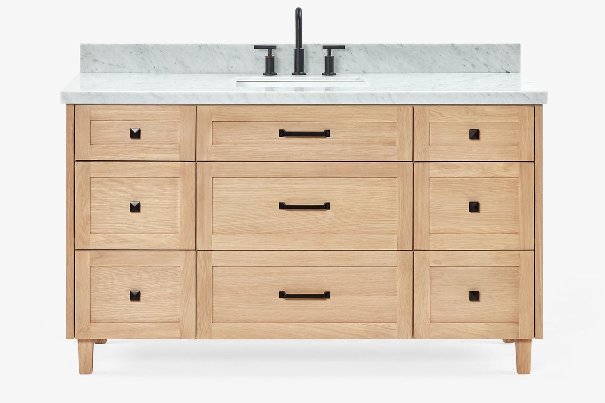 Ariel monroe 61 inch single rectangle sink bathroom vanity with countertop 1.5 inch edge