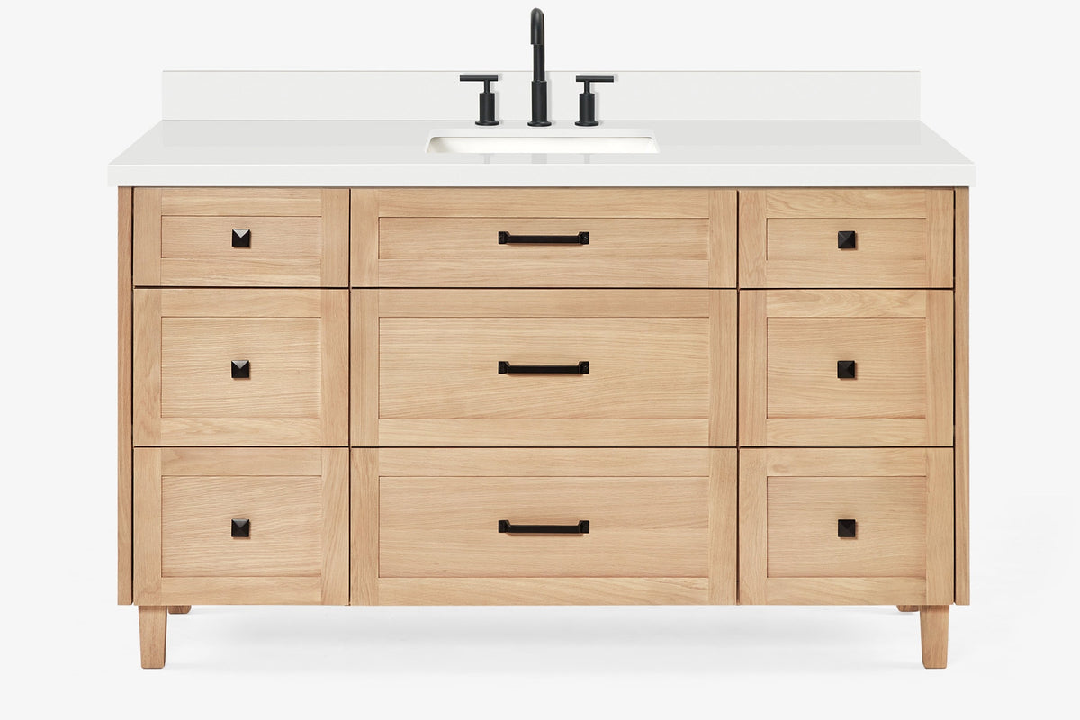 Ariel monroe 61 inch single rectangle sink bathroom vanity with countertop 1.5 inch edge