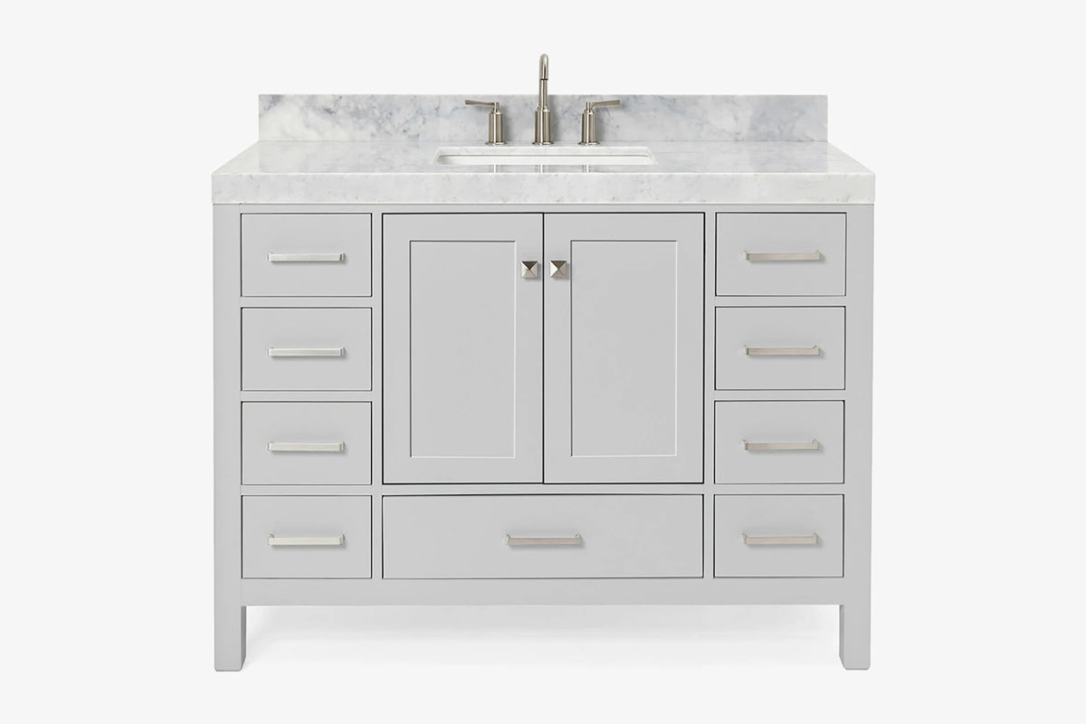 Ariel cambridge( 48"& 49") single rectangle sink Bathroom vanity with carrara marble (0.75 in, 1.5 in, 2 in) countertop