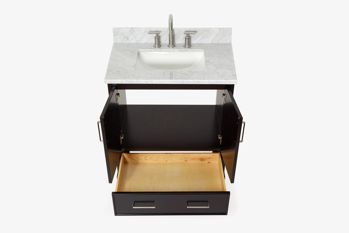 Ariel taylor (48"& 49") single rectangle sink vanity with marble (0.75" & 1.5") countertop.