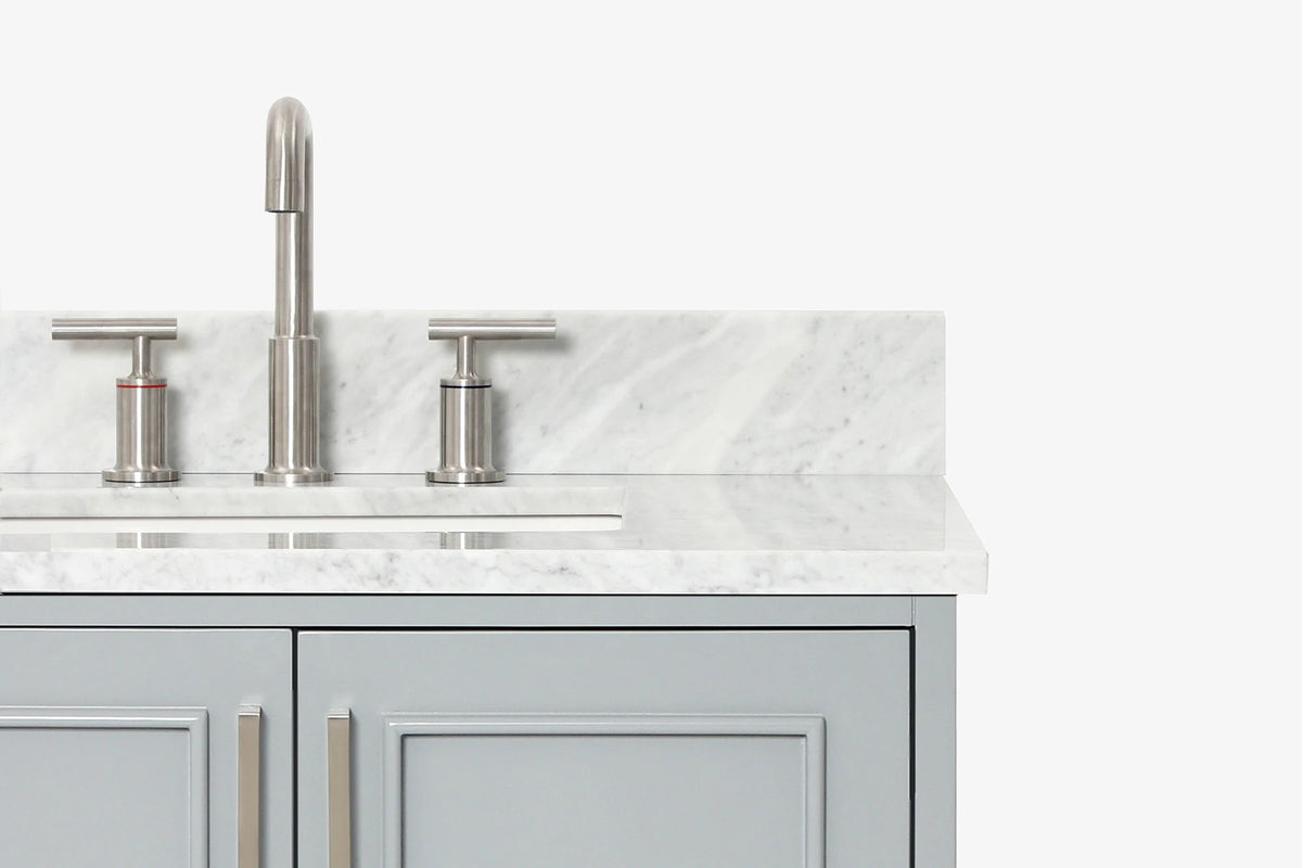 Ariel stafford 30.5 in. single rectangle sink vanity with carrara white marble countertop w/0.75" edge in white