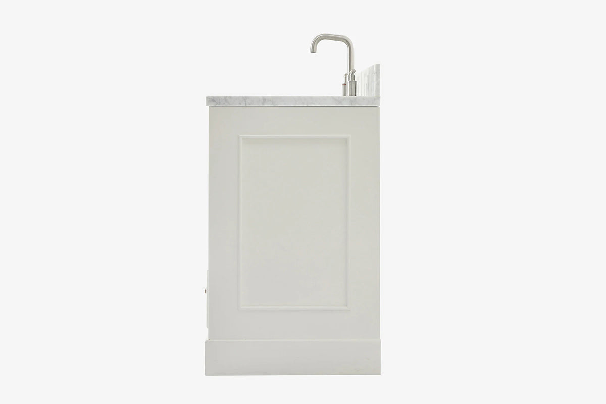 Ariel stafford 30.5 in. single rectangle sink vanity with carrara white marble countertop w/0.75" edge in white