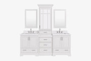Ariel stafford 85 in. double rectangle sink vanity set with 1.5 in. carrara white marble countertops in white