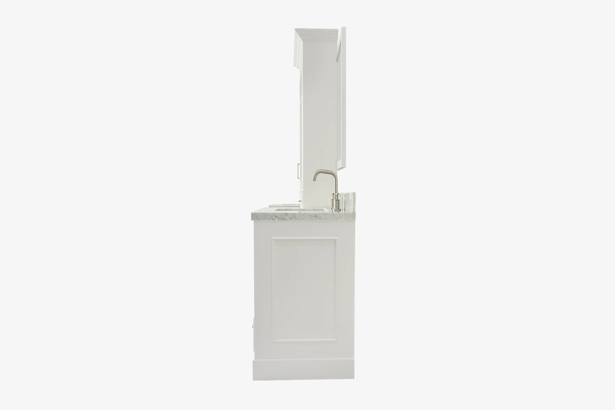 Ariel stafford 85 in. double rectangle sink vanity set with 1.5 in. carrara white marble countertops in white