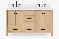 Ariel cambridge( 60 in , 61 in ) double rectangle sink vanity with Marble (0.75 in, 1.5 in, 2 in) countertop