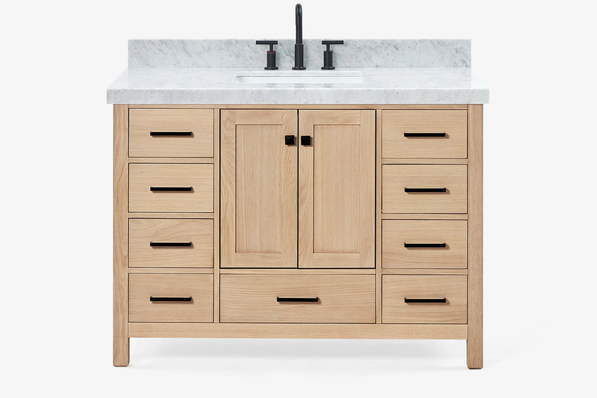 Ariel cambridge( 48"& 49") single rectangle sink Bathroom vanity with carrara marble (0.75 in, 1.5 in, 2 in) countertop