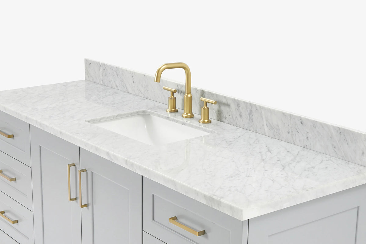Ariel taylor (66"& 67") single rectangle sink vanity with marble countertop (0.75"&1.5") edge.