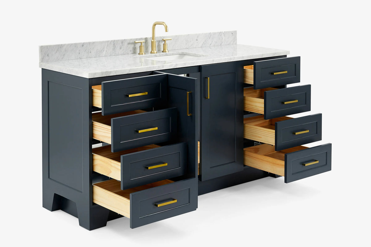 Ariel taylor (66"& 67") single rectangle sink vanity with marble countertop (0.75"&1.5") edge.
