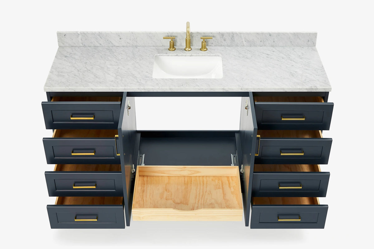 Ariel taylor (66"& 67") single rectangle sink vanity with marble countertop (0.75"&1.5") edge.