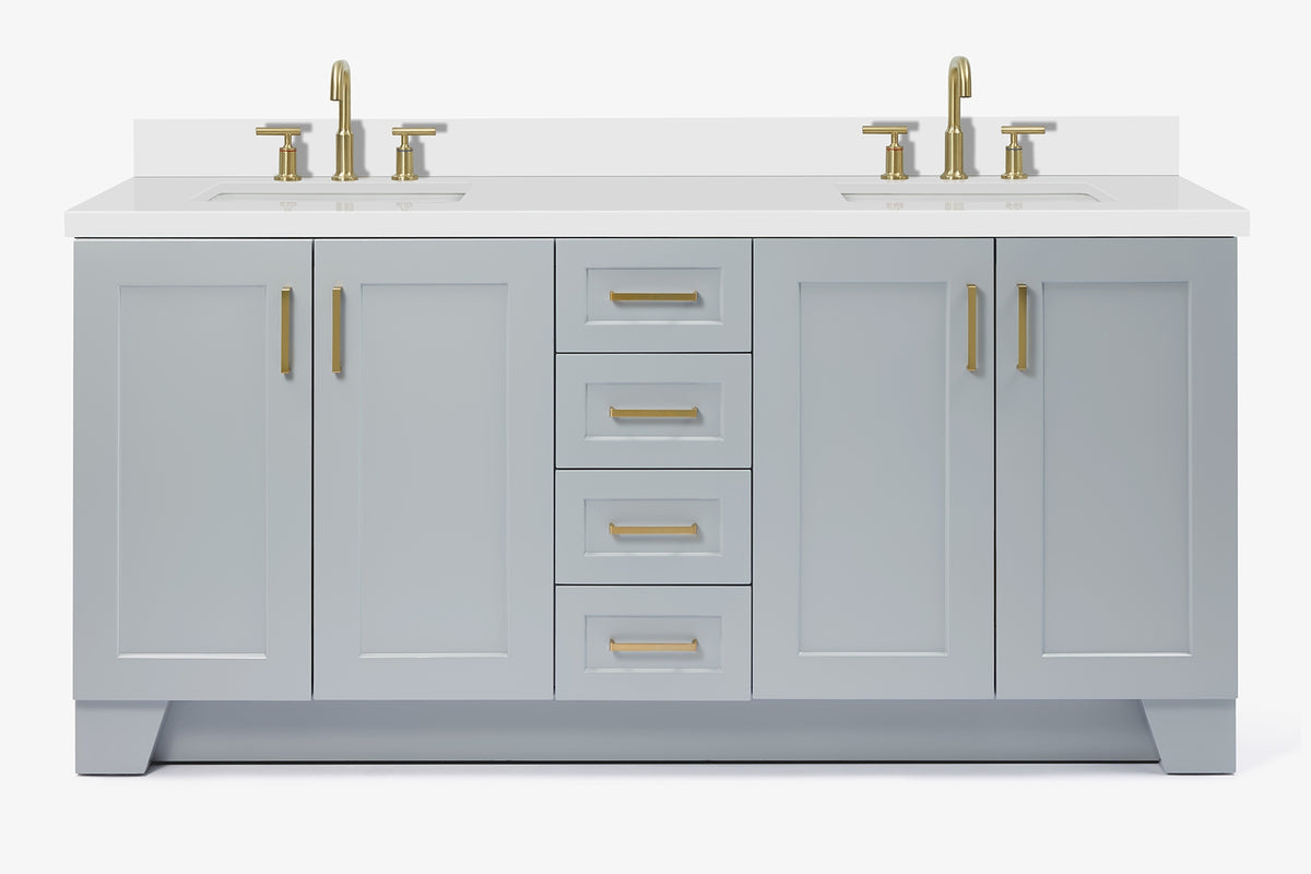 Ariel taylor (72"& 73") double rectangle sink vanity with marble (0.75" & 1.5") countertop.