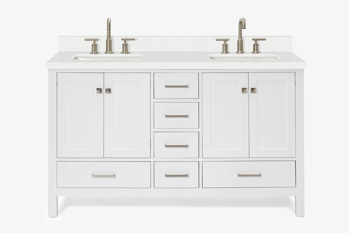 Ariel cambridge( 60 in , 61 in ) double rectangle sink vanity with Marble (0.75 in, 1.5 in, 2 in) countertop