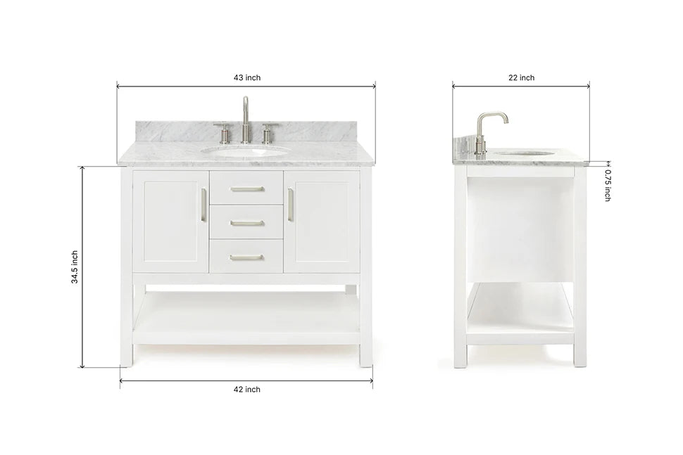 Ariel bayhill 42-43 in. oval sink vanity with (0.75,1.5) in countertop
