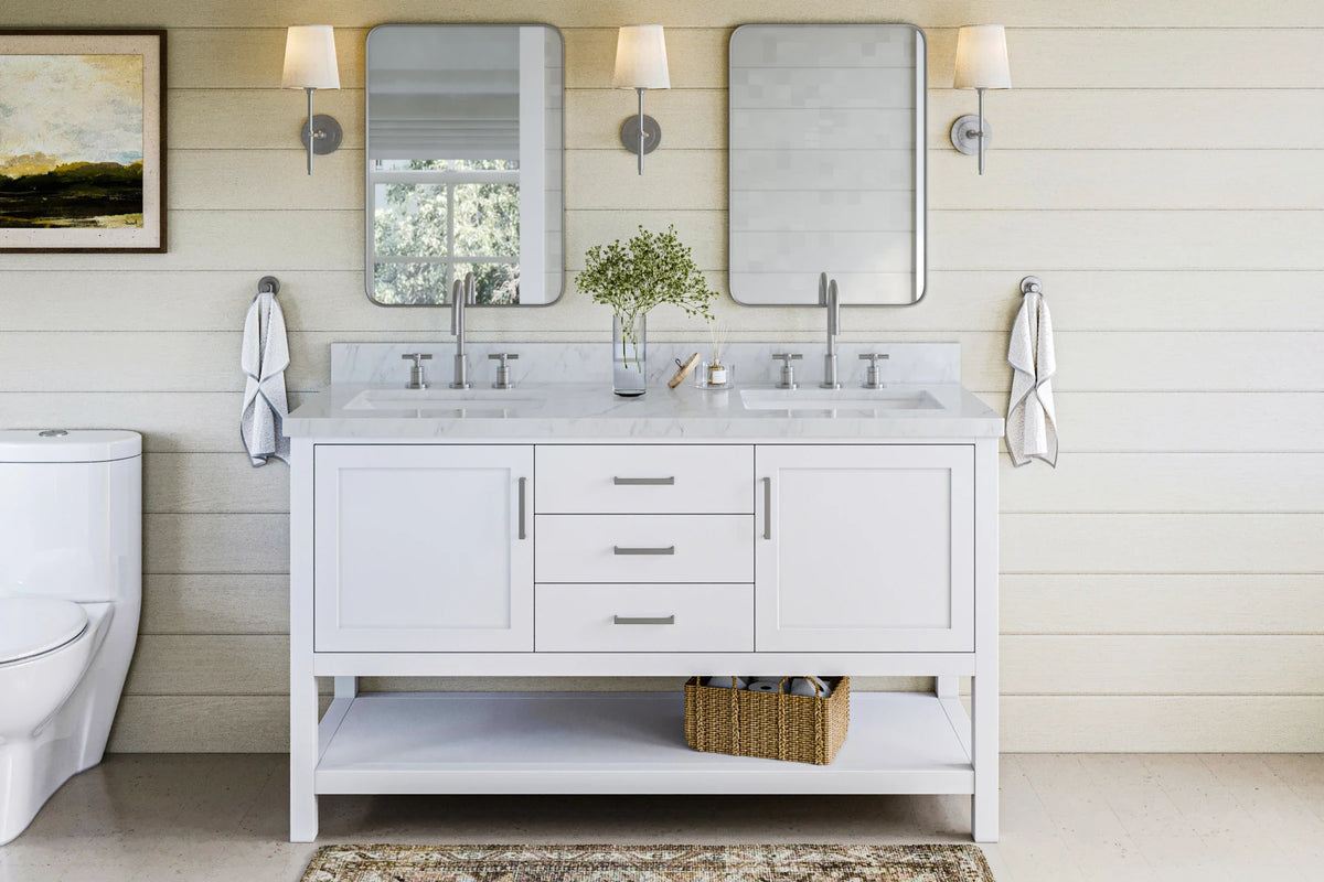 Ariel bayhill 60-61 in. double rectangle sink vanity with 0.75,1.5 countertop