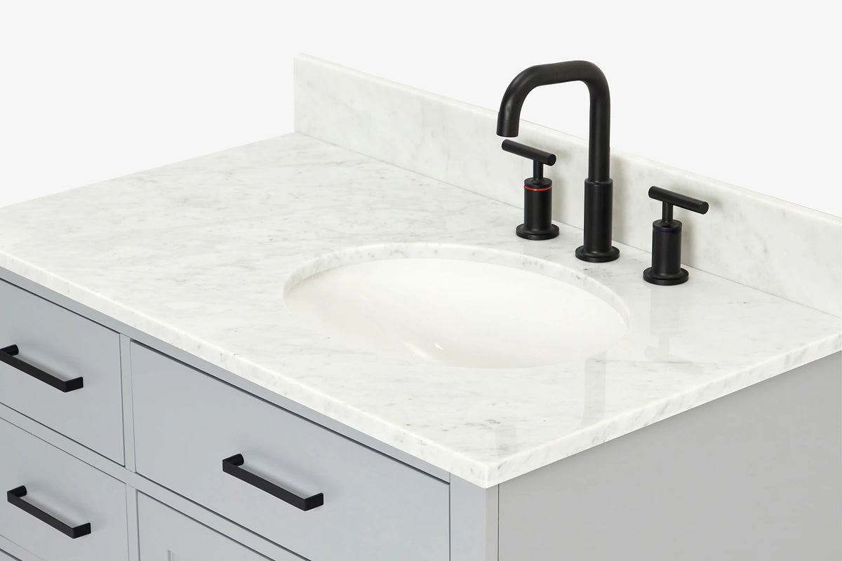 Ariel hepburn 36-37 in. right offset oval sink vanity with 0.75-1.5 in. with countertop