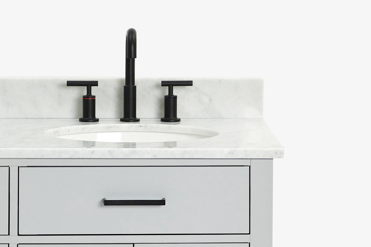 Ariel hepburn 36-37 in. right offset oval sink vanity with 0.75-1.5 in. with countertop