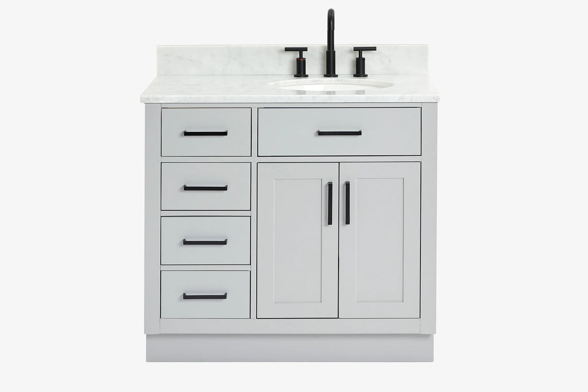Ariel hepburn 36-37 in. right offset oval sink vanity with 0.75-1.5 in. with countertop