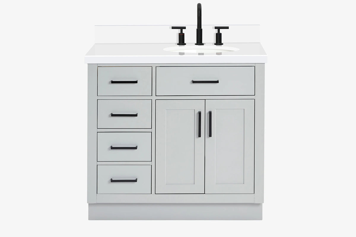Ariel hepburn 36-37 in. right offset oval sink vanity with 0.75-1.5 in. with countertop