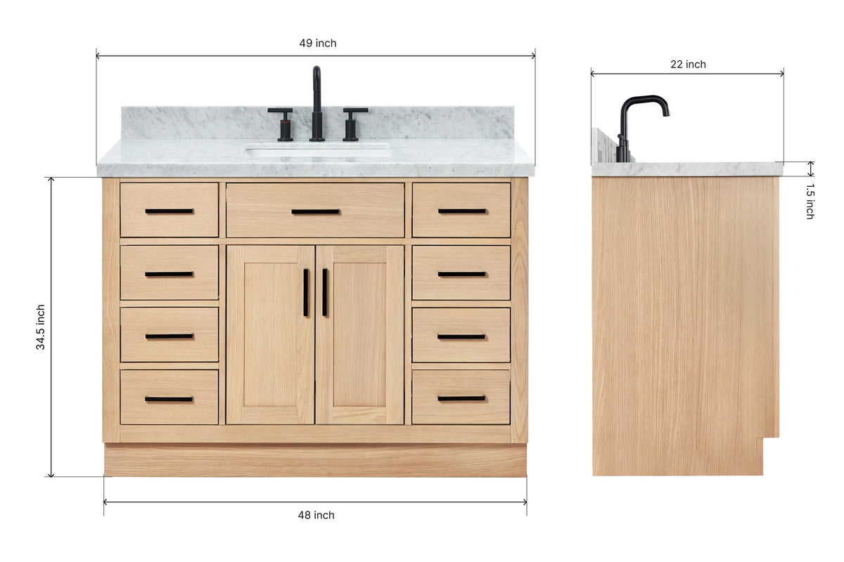 Ariel hepburn 48-49 in. rectangle sink bathroom vanity with countertop 0.75-1.5 edge