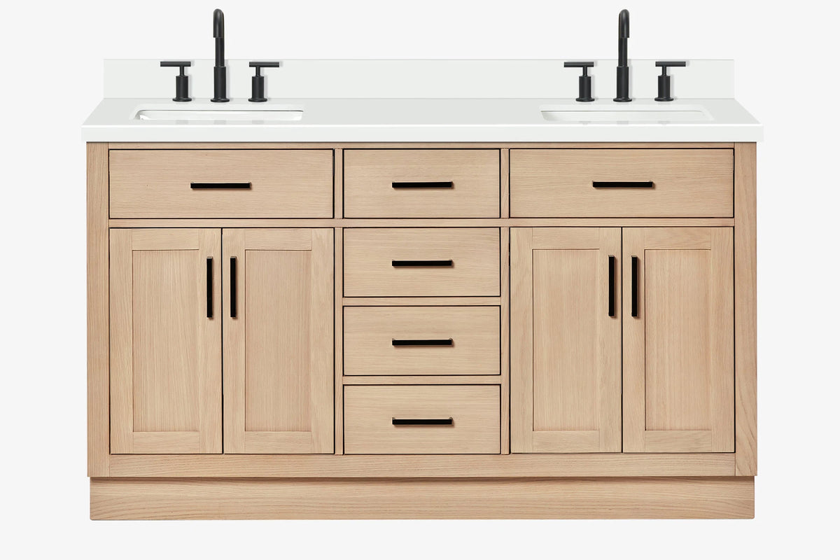 Ariel hepburn 61-62 in. double rectangle sink vanity with 0.75-1.5 in. countertop