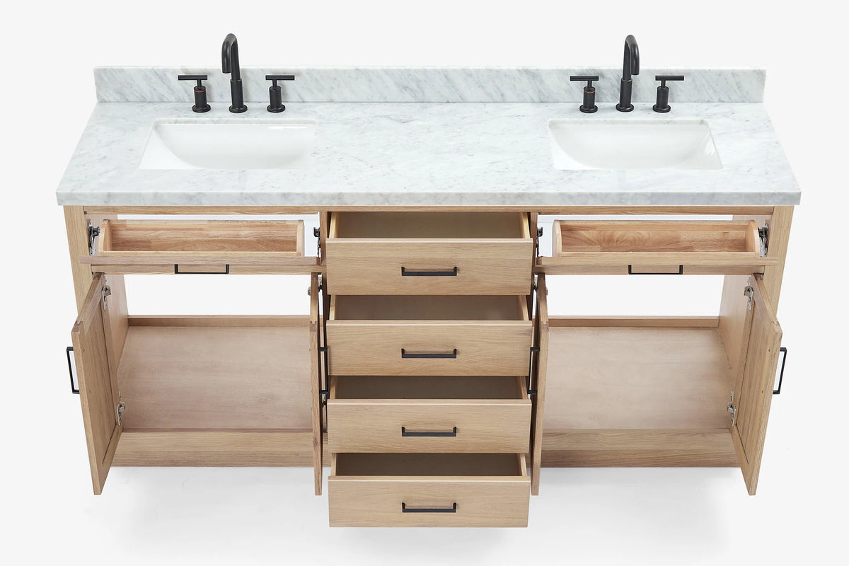 Ariel hepburn 71-73 in. double rectangle sink vanity with 0.75-1.5 in countertop