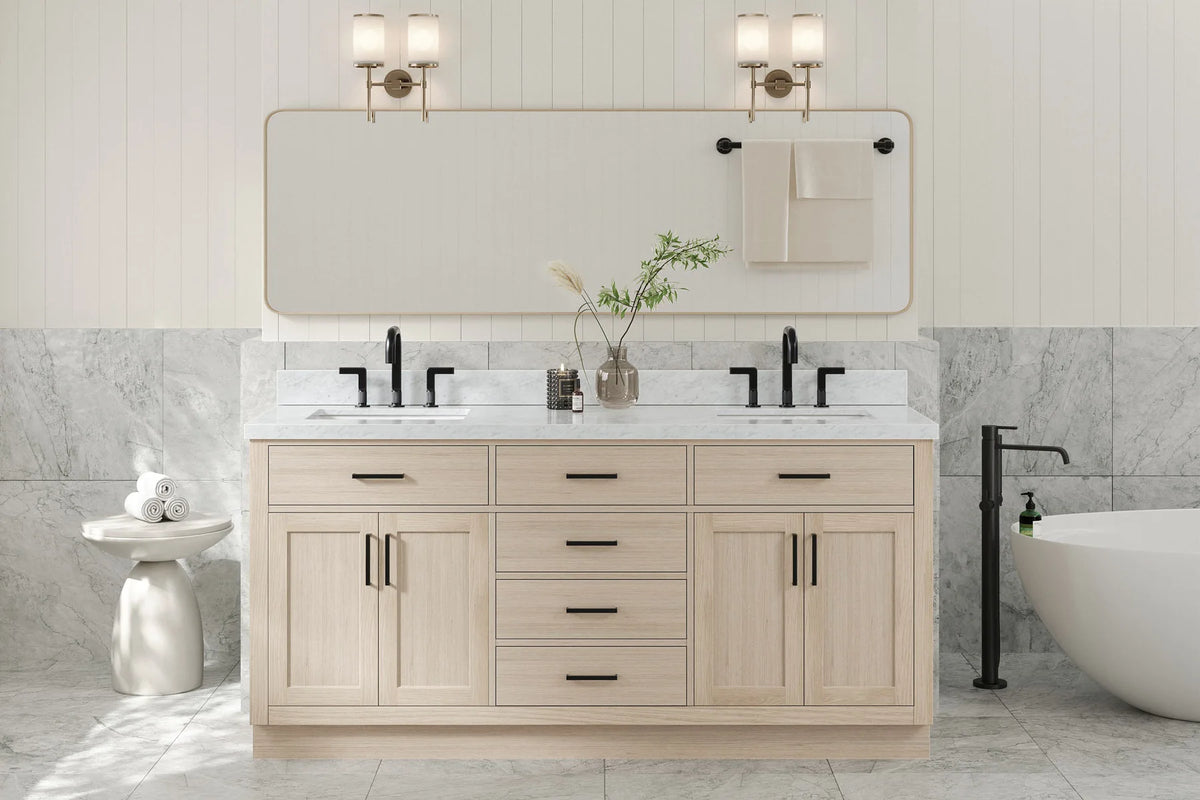 Ariel hepburn 71-73 in. double rectangle sink vanity with 0.75-1.5 in countertop
