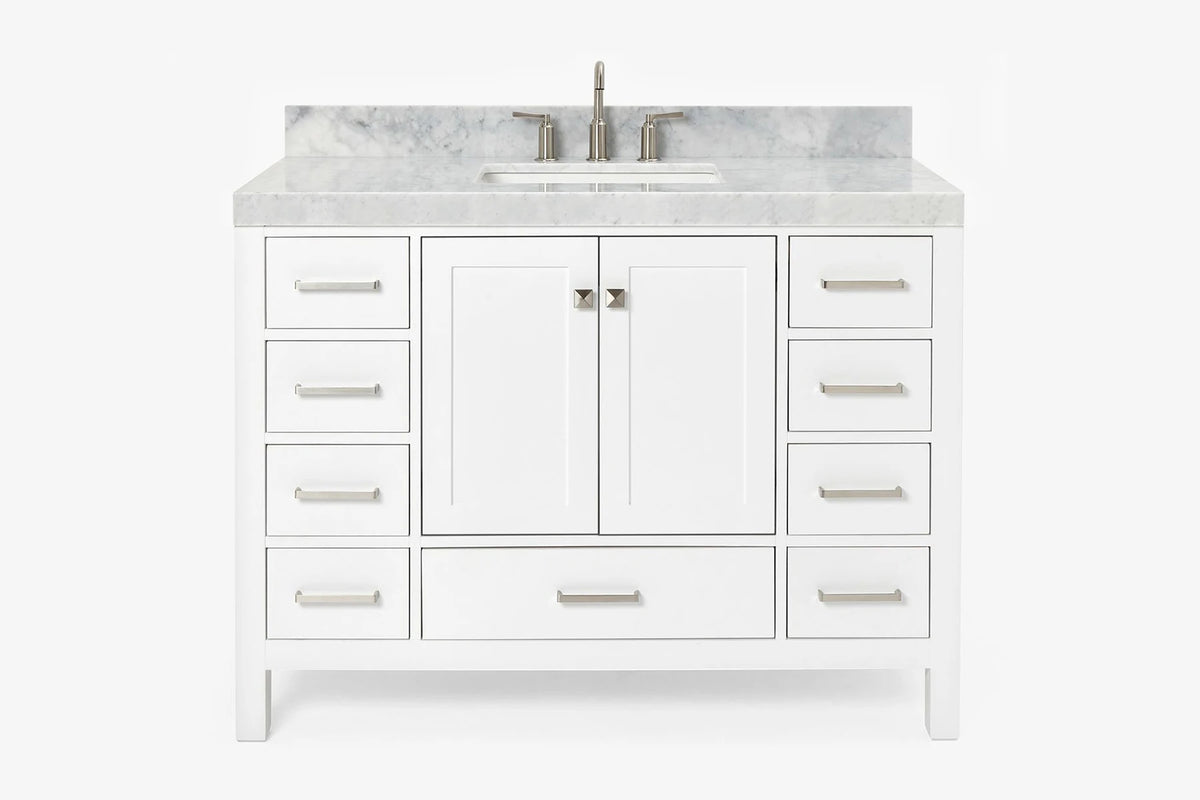 Ariel cambridge( 48"& 49") single rectangle sink Bathroom vanity with carrara marble (0.75 in, 1.5 in, 2 in) countertop