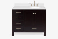Ariel cambridge(42"&43") in. right offset oval single sink vanity with  marble (0.75",1.5"& 2") in countertop