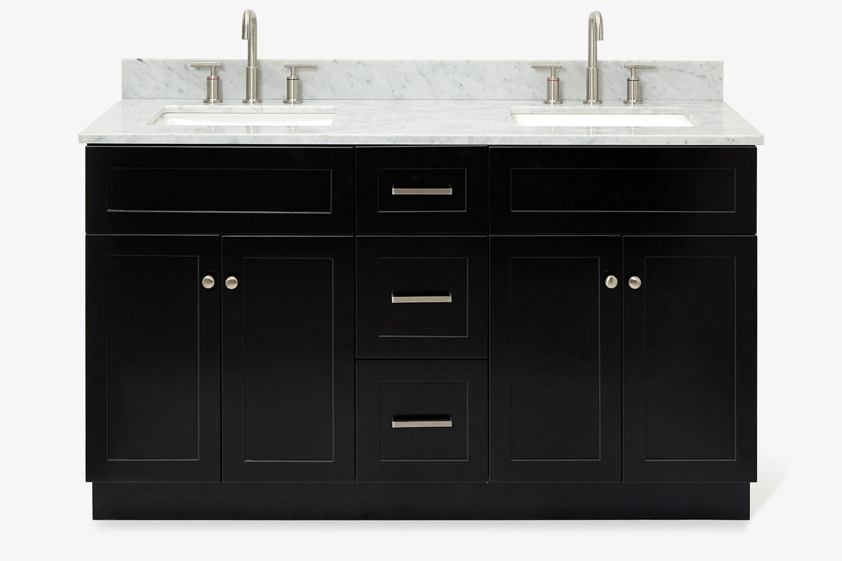 Ariel hamlet (60"& 61") double rectangle sink vanity with (0.75"& 1.5") countertop.
