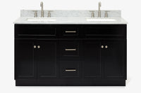 Ariel hamlet (60"& 61") double rectangle sink vanity with (0.75"& 1.5") countertop.