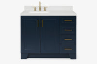 Ariel taylor (42" & 43") left offset single rectangle sink vanity with marble (0.75"& 1.5") countertop.