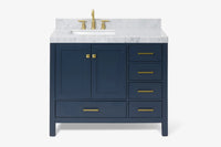 Ariel cambridge(42"& 43")left offset rectangle single sink vanity with marble (0.75",1.5"& 2") in countertop