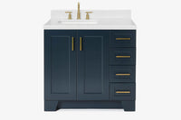 Ariel taylor (36"& 37") left offset single rectangle sink vanity with marble (0.75"& 1.5") countertop.