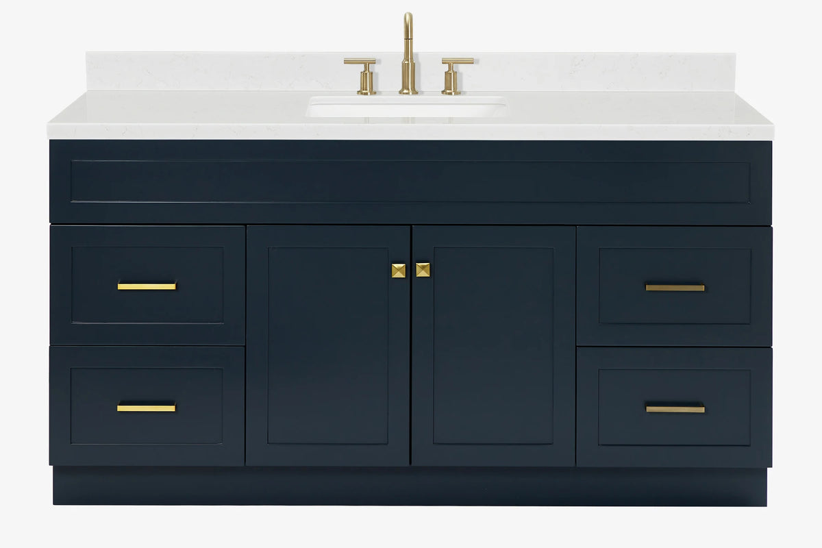 Ariel hamlet(66"&67") inch single rectangle sink vanity with marble countertop (0.75"&1.5") edge.