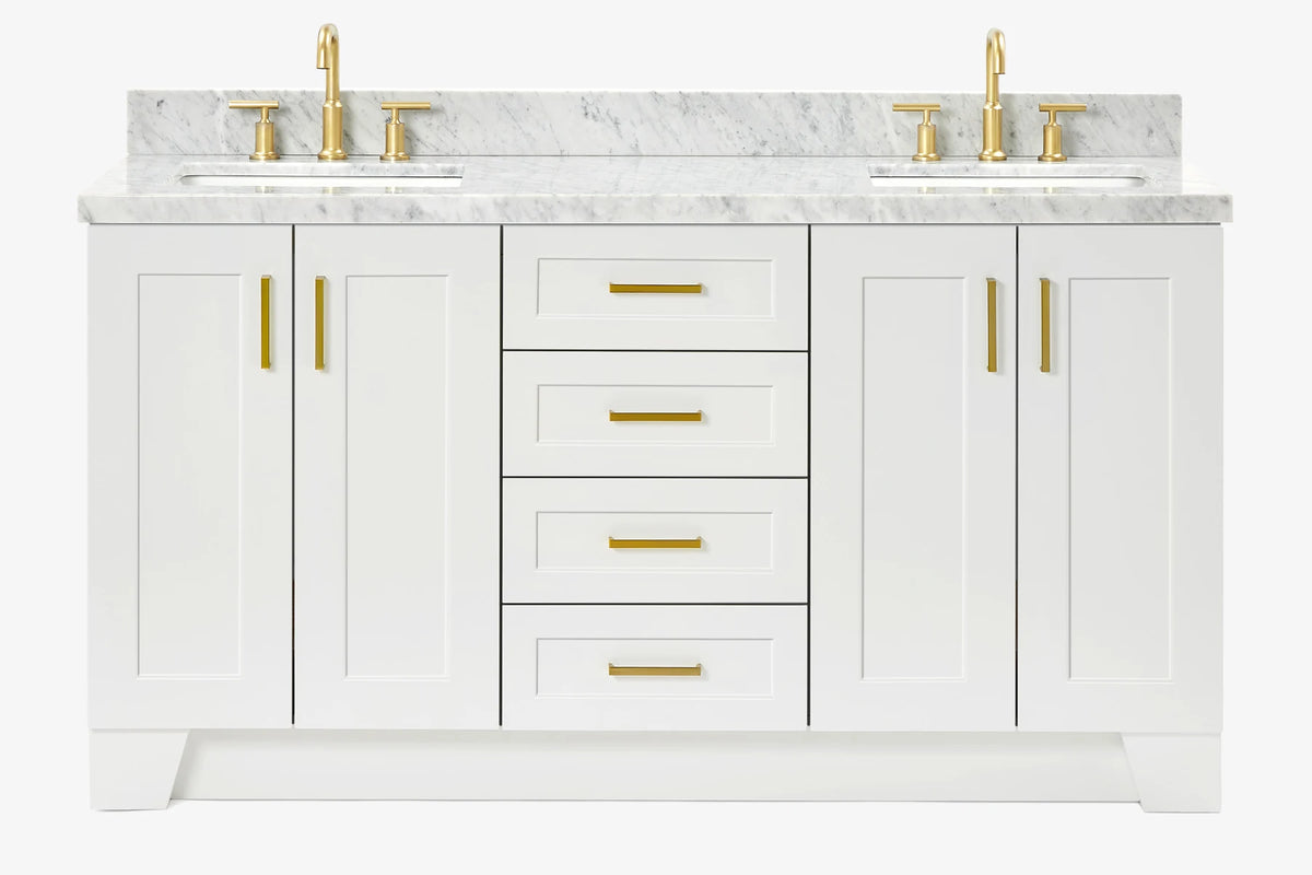 Ariel taylor (66"& 67") double rectangle sink vanity with marble countertop (0.75"& 1.5") edge.