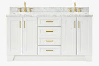 Ariel taylor (66"& 67") double rectangle sink vanity with marble countertop (0.75"& 1.5") edge.
