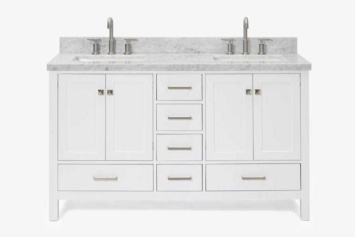 Ariel cambridge( 60 in , 61 in )  double rectangle sink vanity with Marble (0.75 in, 1.5 in, 2 in) countertop