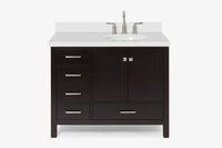 Ariel cambridge(42"&43") in. right offset oval single sink vanity with  marble (0.75",1.5"& 2") in countertop