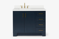 Ariel taylor (42" & 43") left offset single rectangle sink vanity with marble (0.75"& 1.5") countertop.